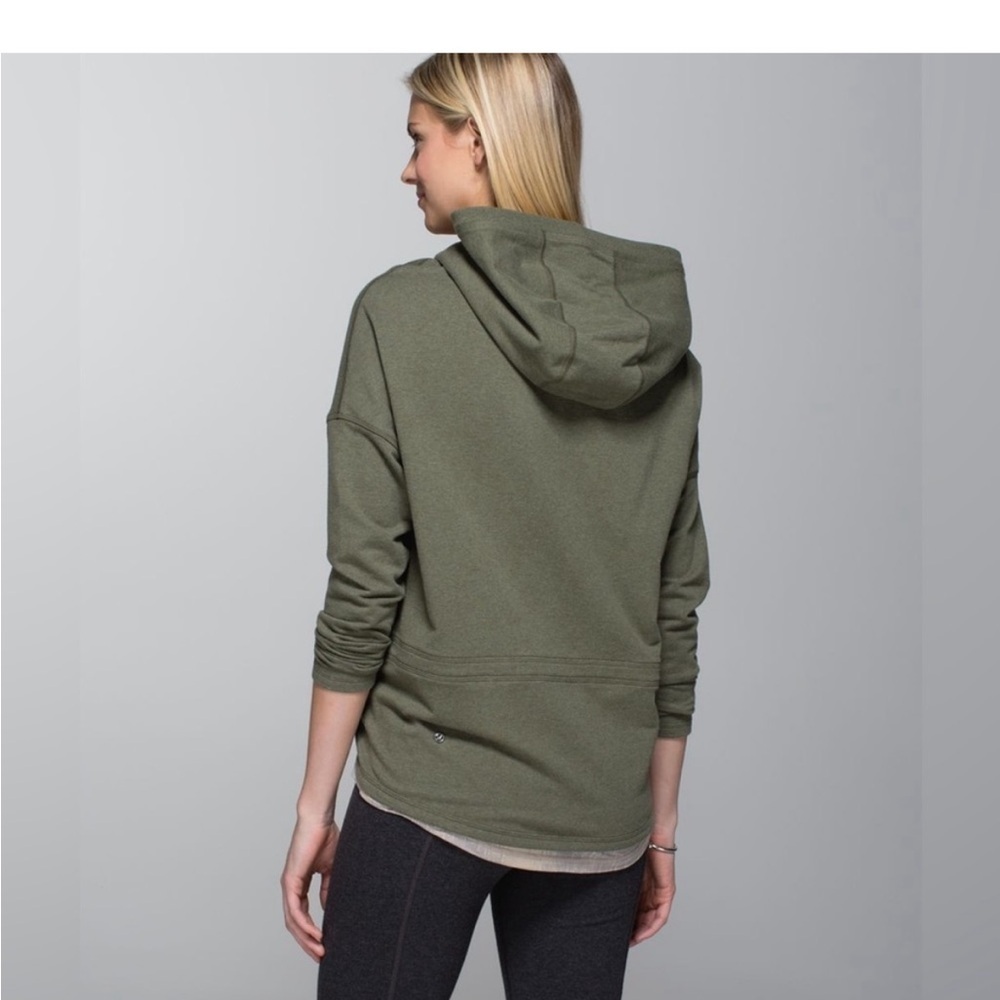 Lululemon Hold your Om Hoodie zip front Jacket heathered Fatigue green Sz 4 - Picture 4 of 10